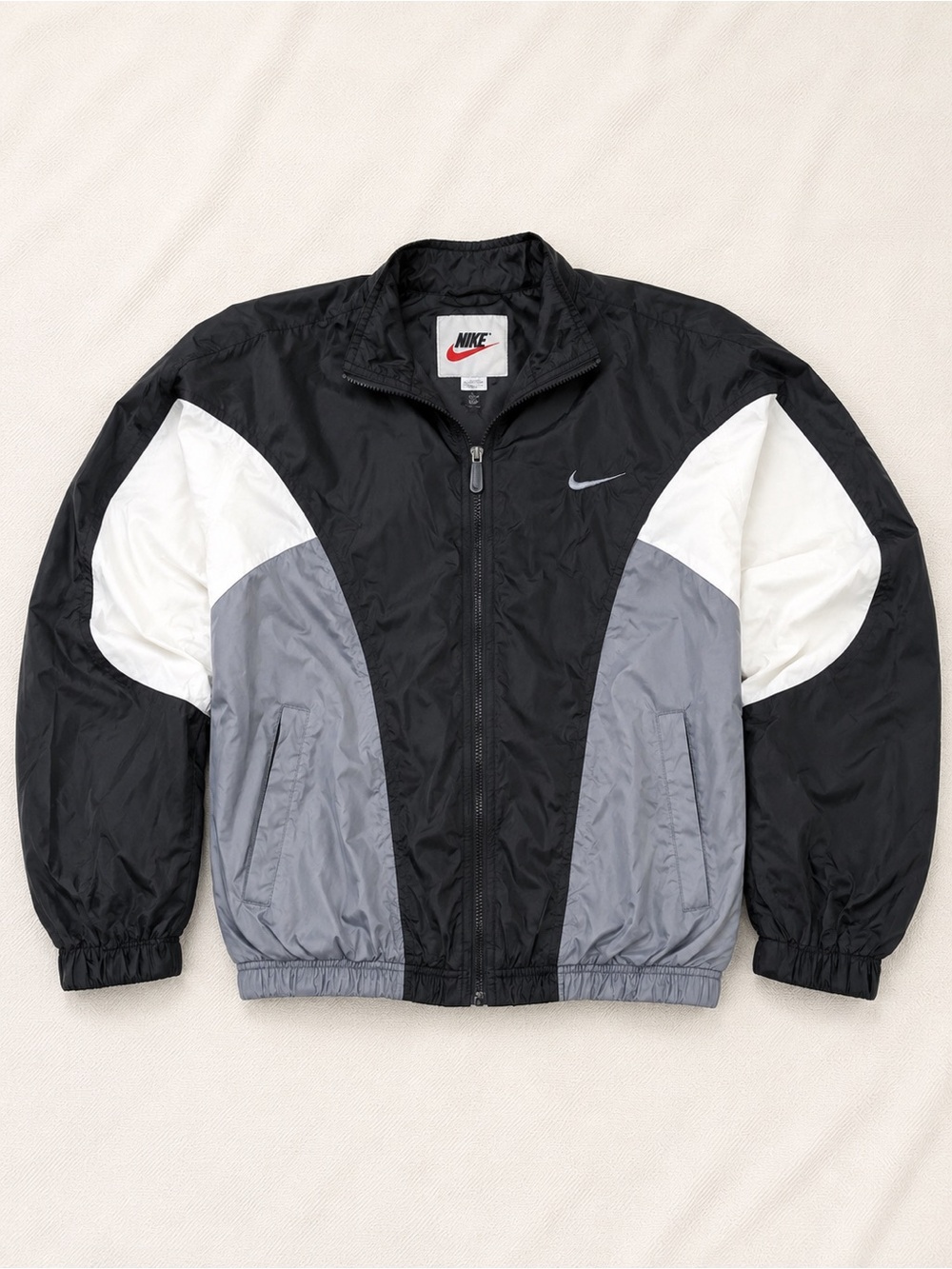 Nike Men's Black, White & Gray Retro Windbreaker Jacket